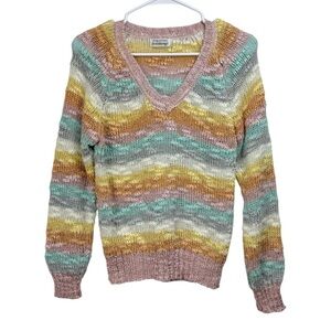 Vintage 70s Size S/M Donnkenny Multicolor Pastels Metallic Textured Sweater